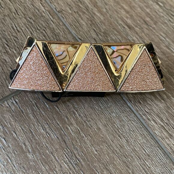 nOir Jewelry Gold + Rose-gold Shimmer Geometric Cuff Mother of Pearl Nordstrom - Picture 4 of 6